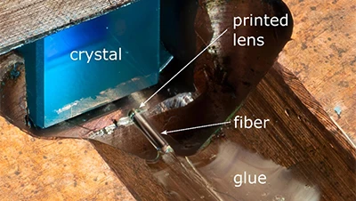 Proveržis! 3D spausdinta optika ant pluošto hibridiniams lazeriams gaminti